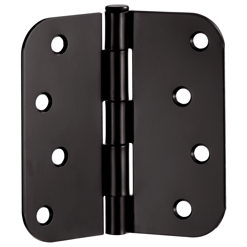 Stainless Steel Door Hinge in Matte Black 4 Inch 5/8 Inch Radius 12 Pack