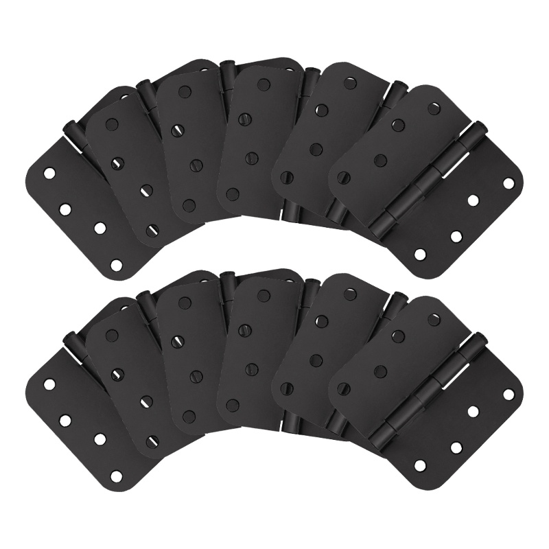Stainless Steel Door Hinge in Matte Black 4 Inch 5/8 Inch Radius 12 Pack