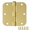 Stainless Steel Door Hinge in Satin Brass 3 1/2 Inch 5/8 Inch Radius 6 Pack