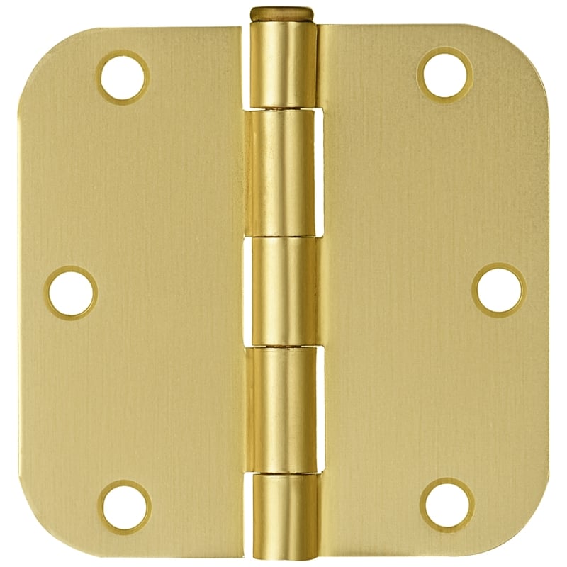 Stainless Steel Door Hinge in Satin Brass 3 1/2 Inch 5/8 Inch Radius 6 Pack