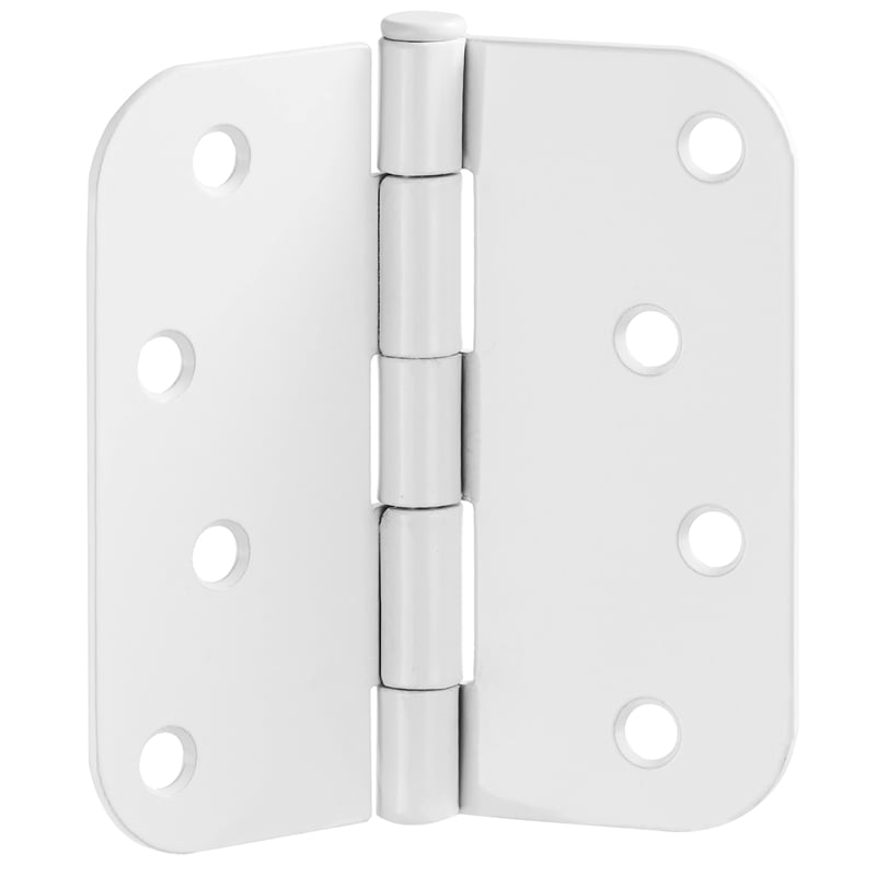 Stainless Steel Door Hinge in Painted White 4 Inch 5/8 Inch Radius 6 Pack
