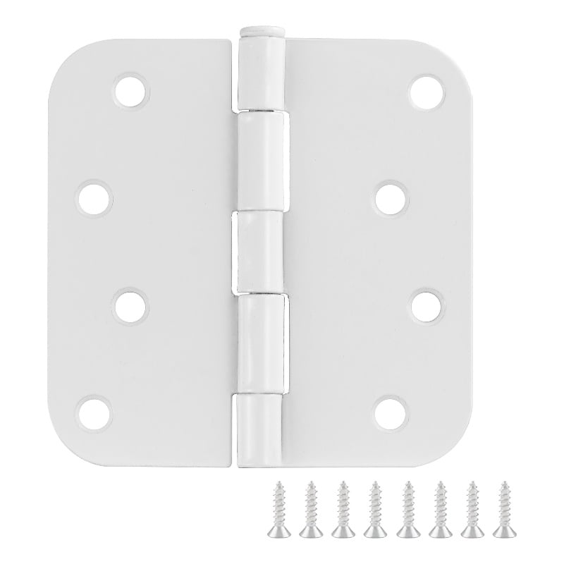 Stainless Steel Door Hinge in Painted White 4 Inch 5/8 Inch Radius 6 Pack