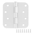 Stainless Steel Door Hinge in Painted White 4 Inch 5/8 Inch Radius 6 Pack