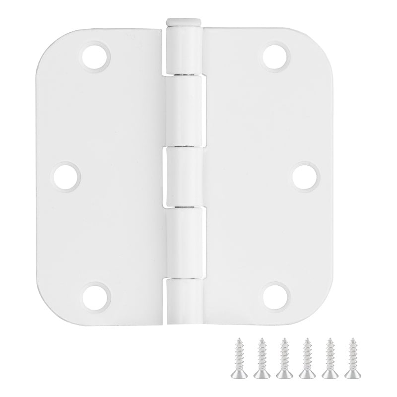 Stainless Steel Door Hinge in Painted White 3 1/2 Inch 5/8 Inch Radius 12 Pack