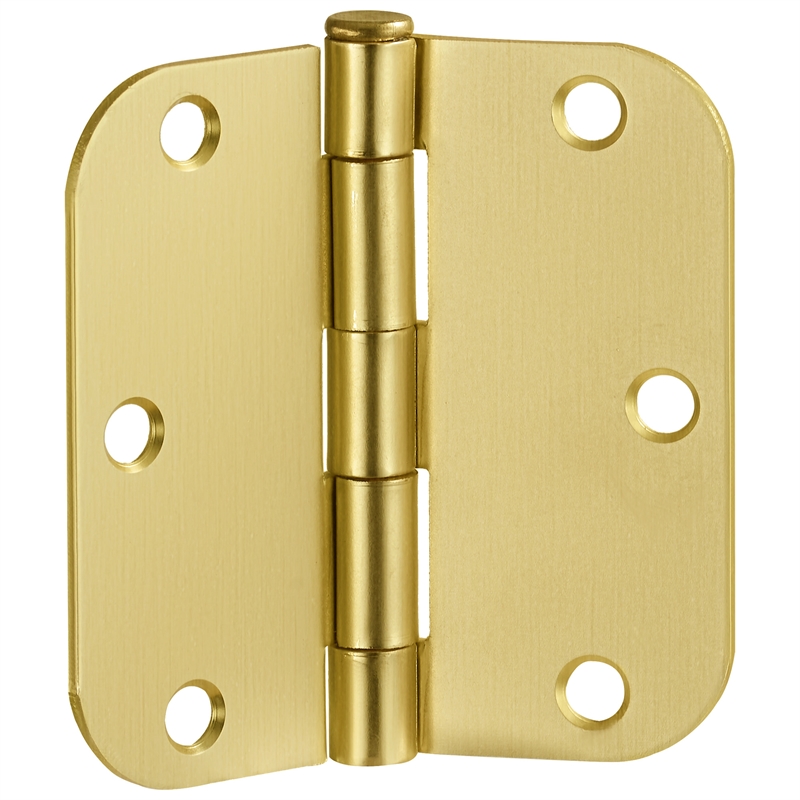 Stainless Steel Door Hinge in Satin Brass 3 1/2 Inch 5/8 Inch Radius 12 Pack