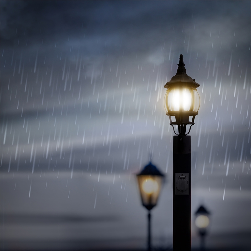 Black Stainless Steel Lamp Post with Outlet and Photo Eye