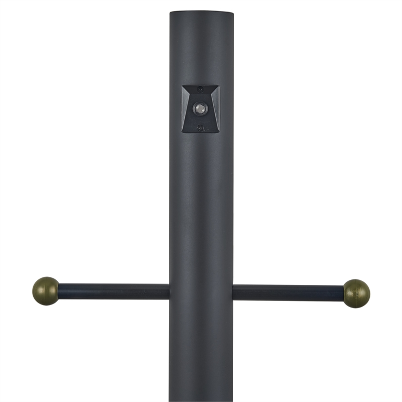 Black Stainless Steel Lamp Post with Outlet and Photo Eye