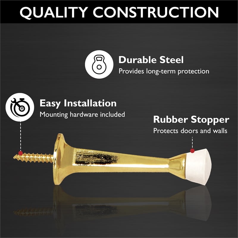 Design House Stainless Steel Cast Door Stop in Polished Brass 20 Pack