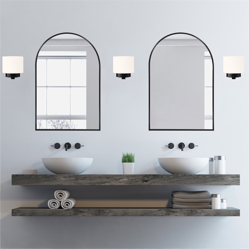 Design House Dove Creek Glass Wall Light in Black