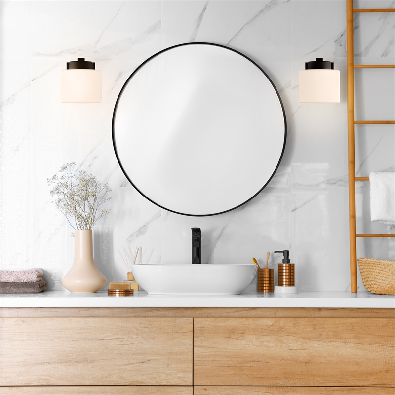Design House Dove Creek Glass Wall Light in Black