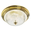 Design House Ribbed Glass Ceiling Stainless Steel Fixture-Polished Brass 3 Light