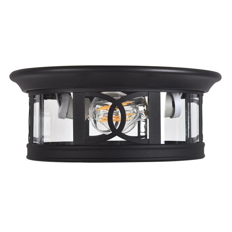 Design House Summit Outdoor Glass Ceiling Light in Textured Matte Black