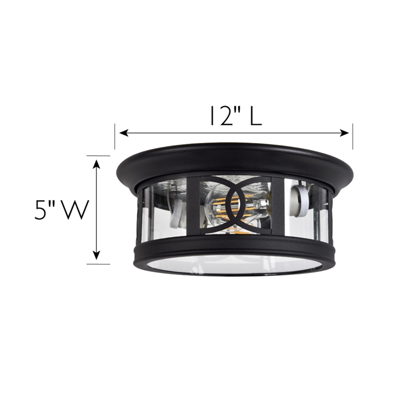 Design House Summit Outdoor Glass Ceiling Light in Textured Matte Black