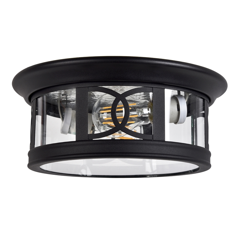 Design House Summit Outdoor Glass Ceiling Light in Textured Matte Black
