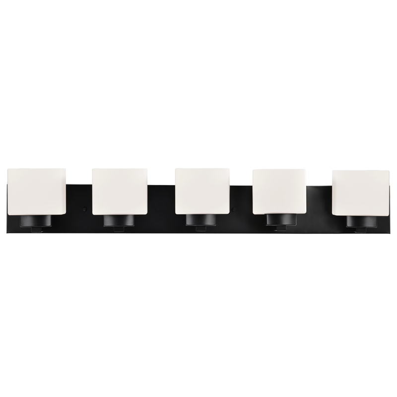 Design House Dove Creek Glass Vanity Light in Black 5 Light