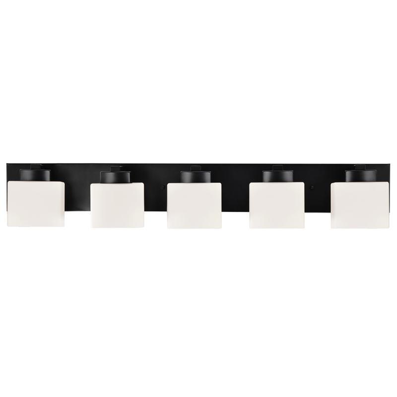 Design House Dove Creek Glass Vanity Light in Black 5 Light