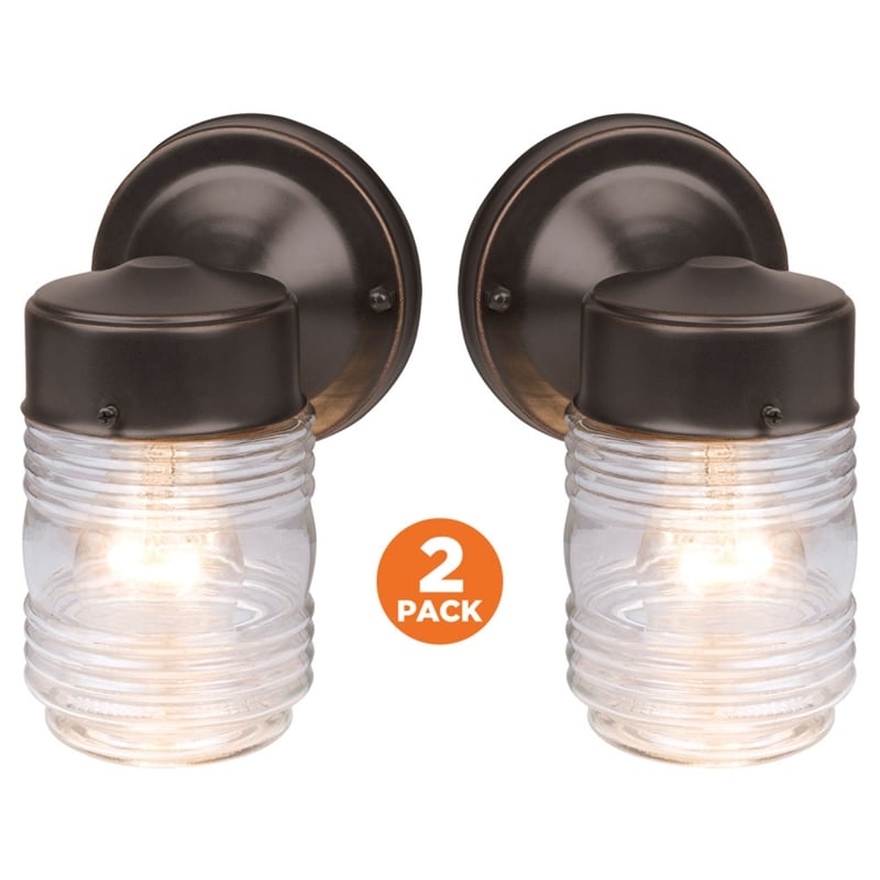 Design House Outdoor Wall Mount Stainless Steel Sconce- Oil Rubbed Bronze 2 Pack