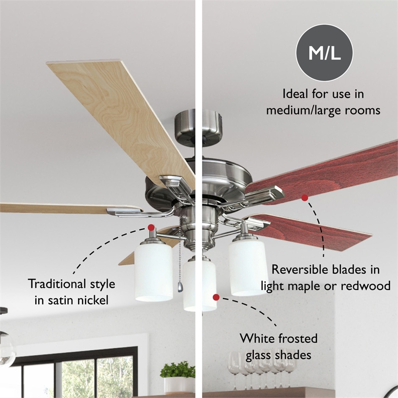 Design House Aubrey 5 Stainless Steel Blade Ceiling Fan in Satin Nickel 52 Inch