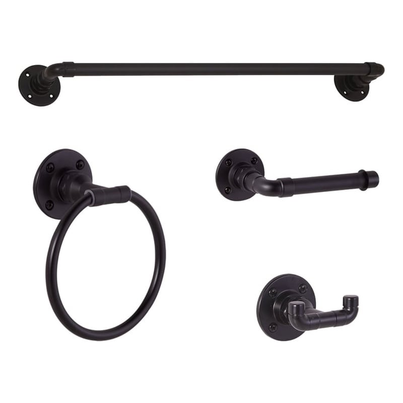 Design House Kimball Bathroom Metal Hardware Kit in Satin Black 4 Piece