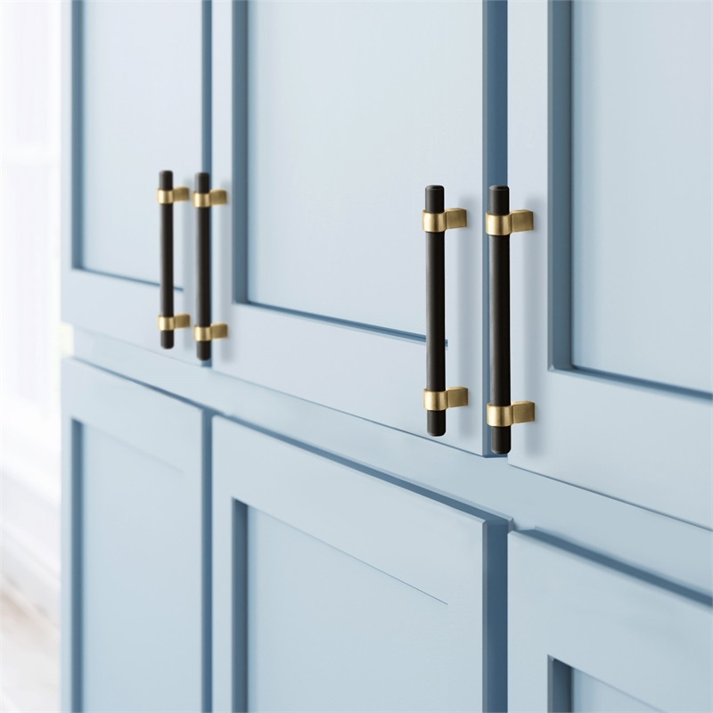 Design House Emery 5 1/16 in. Stainless Steel Cabinet Pulls in Black/Gold 5 Pack