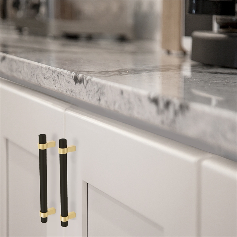 Design House Emery 5 1/16 in. Stainless Steel Cabinet Pulls in Black/Gold 5 Pack