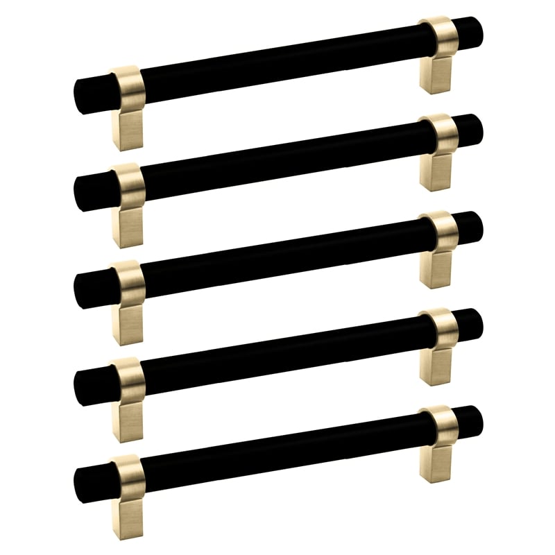 Design House Emery 5 1/16 in. Stainless Steel Cabinet Pulls in Black/Gold 5 Pack