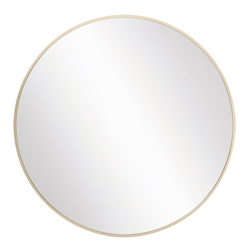 Design House Kenna Round Glass Wall Mirror with Gold Frame 24 Inch