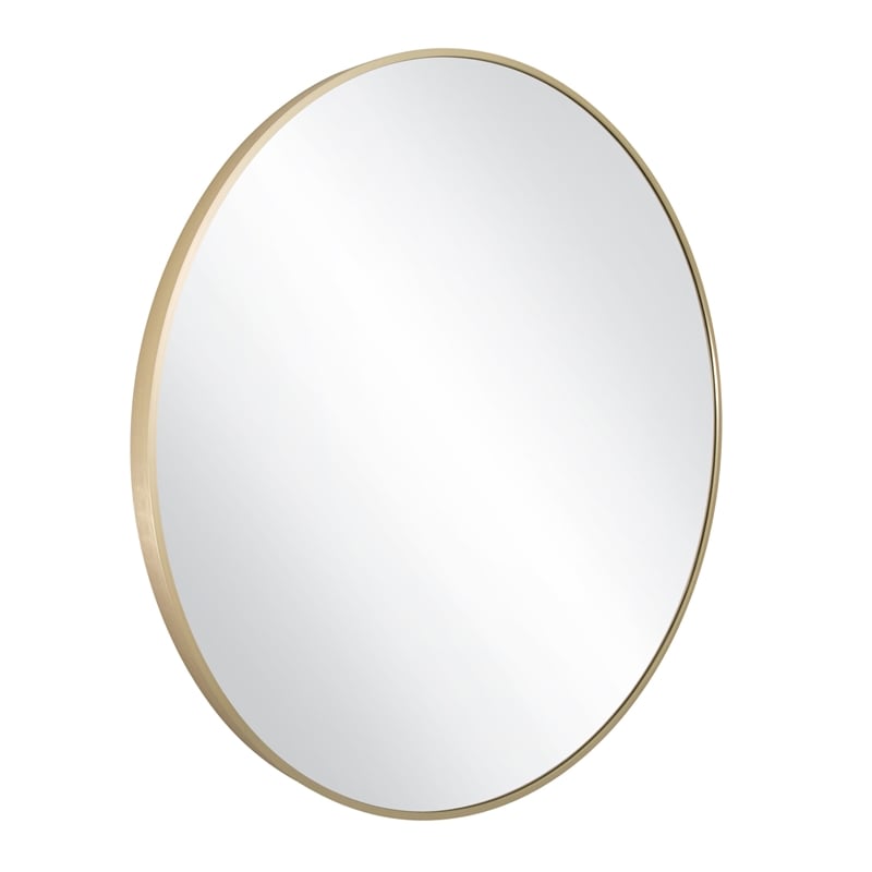 Design House Kenna Round Glass Wall Mirror with Gold Frame 24 Inch
