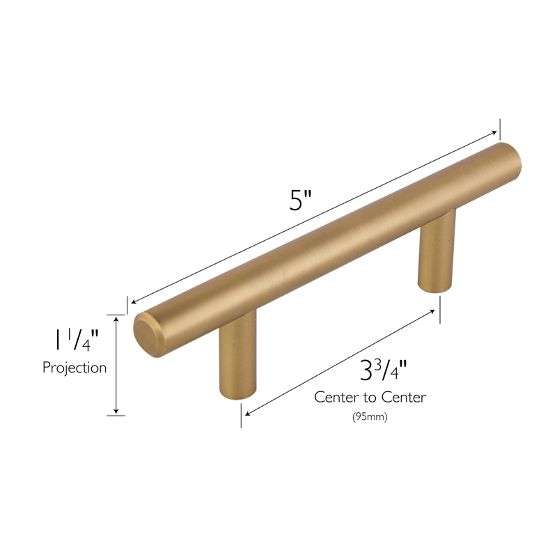Design House Solid 3in (76 mm) Satin Gold Stainless Steel Cabinet Pulls 10 Pack