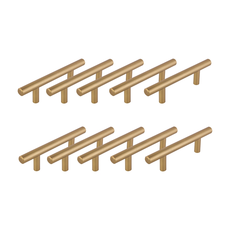 Design House Solid 3in (76 mm) Satin Gold Stainless Steel Cabinet Pulls 10 Pack