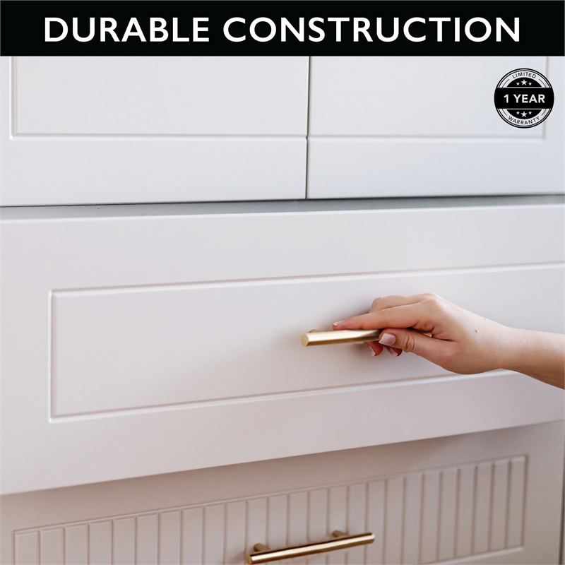 Design House Solid 3in (76 mm) Satin Gold Stainless Steel Cabinet Pulls 10 Pack