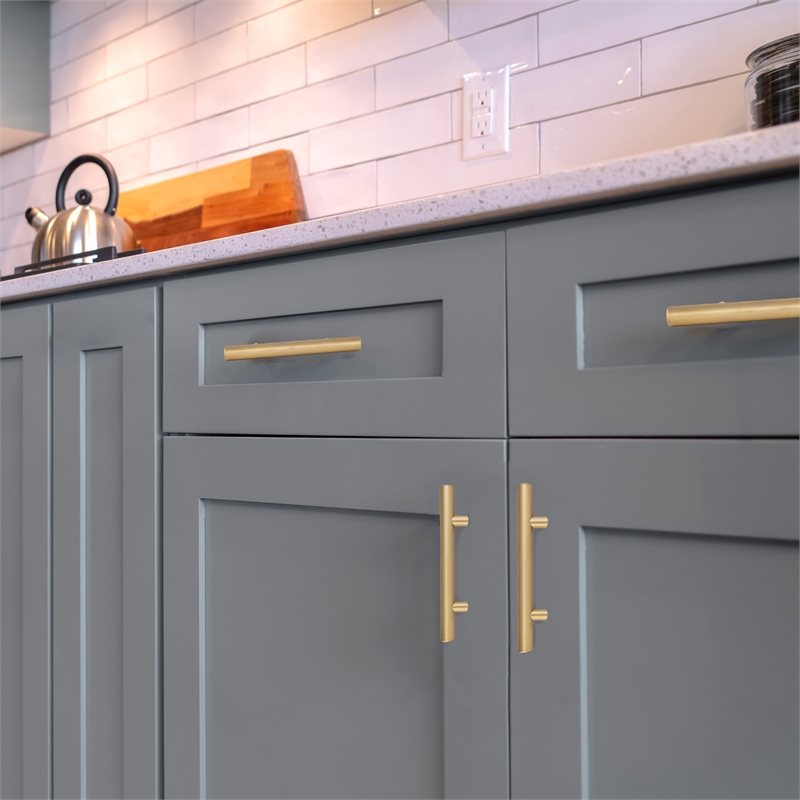 Design House Solid 3in (76 mm) Satin Gold Stainless Steel Cabinet Pulls 10 Pack