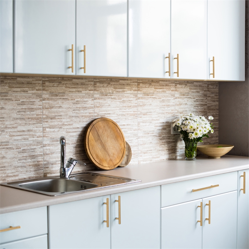 Design House Solid 3in (76 mm) Satin Gold Stainless Steel Cabinet Pulls 10 Pack