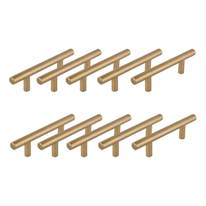 Design House Solid 3in (76 mm) Satin Gold Stainless Steel Cabinet Pulls 10 Pack