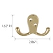 Design House Stainless Steel Double Hook in Polished Brass 10 Pack