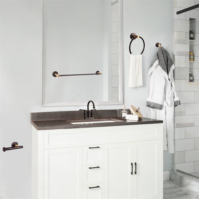Design House Kelton 4 Piece Bathroom Accessories in Matte Black and Gold