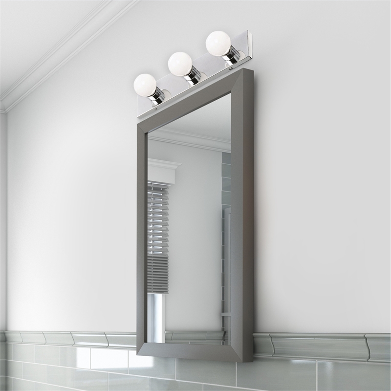 Design House Stainless Steel Vanity Light in Polished Chrome 3 Light