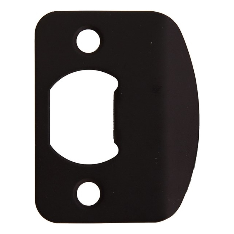 Design House Stainless Steel Strike Plate-Full Lip-Round Corner in Matte Black