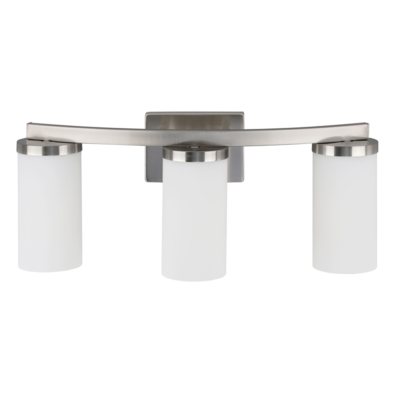 Design House Desta Glass Vanity Bar in Satin Nickel 3 Light