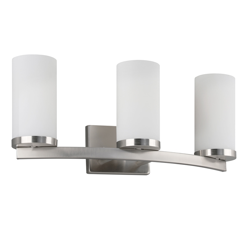 Design House Desta Glass Vanity Bar in Satin Nickel 3 Light