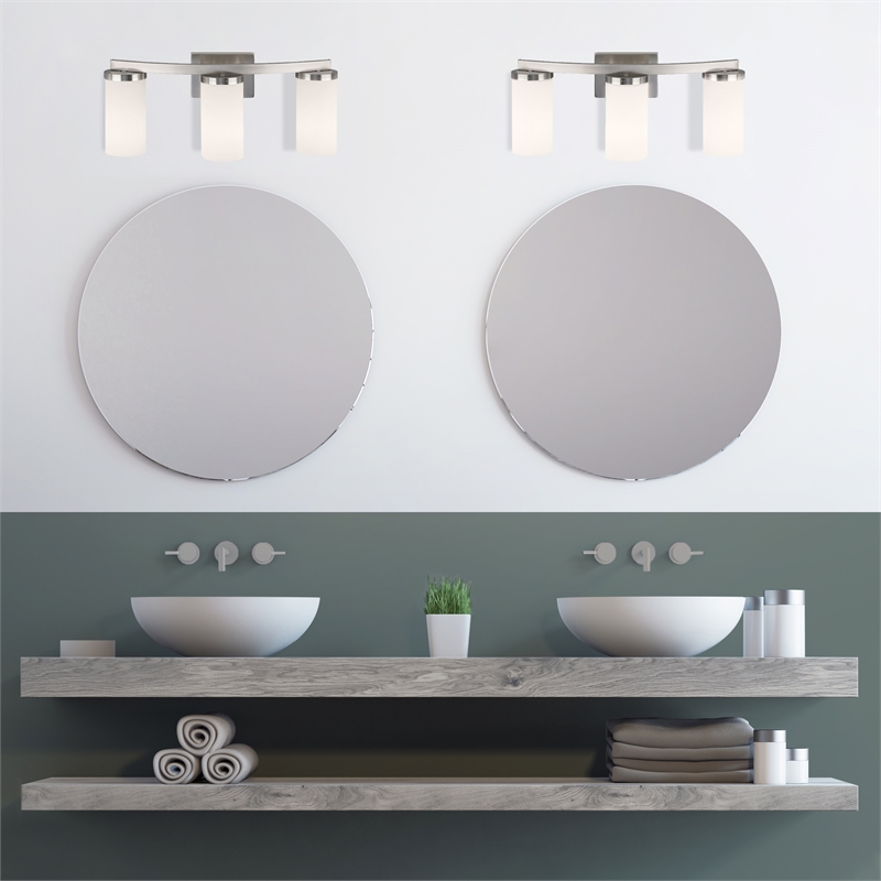 Design House Desta Glass Vanity Bar in Satin Nickel 3 Light