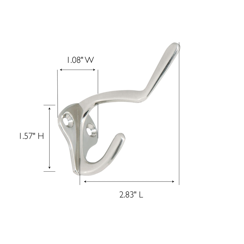 Design House Metal Double Hat and Coat Hook in Satin Nickel 5 Pack