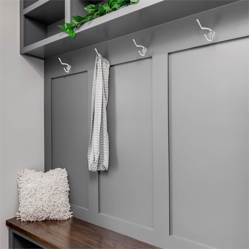 Design House Metal Double Hat and Coat Hook in Satin Nickel 5 Pack
