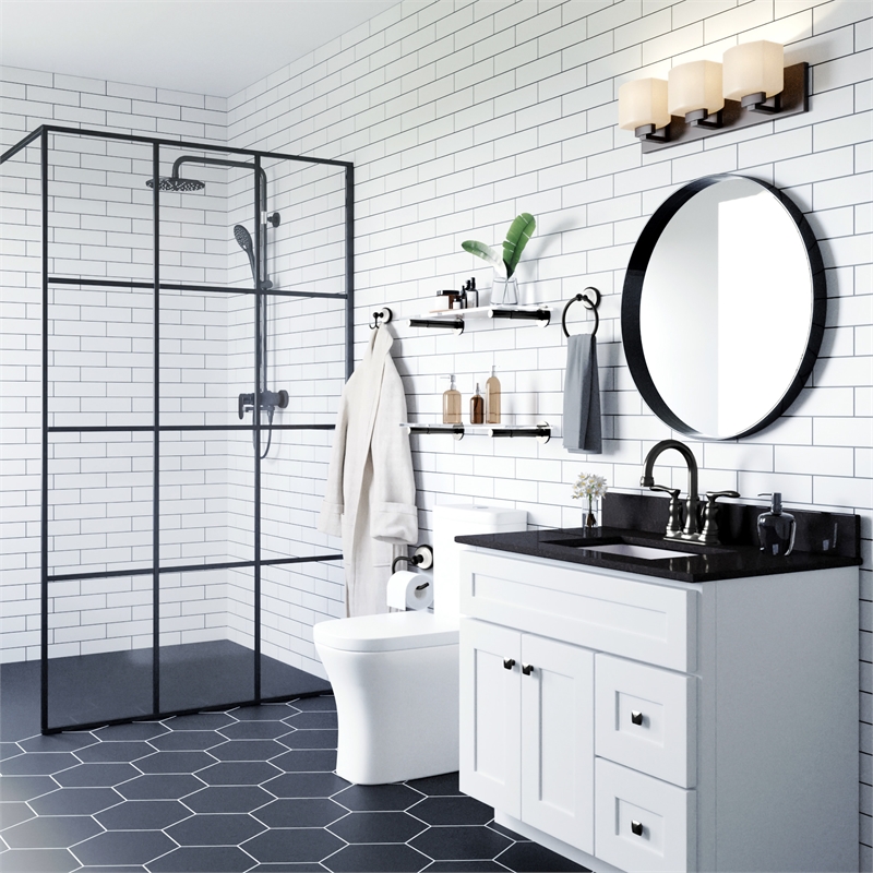 Design House Savannah Stainless Steel Toilet Paper Holder in Matte Black/White