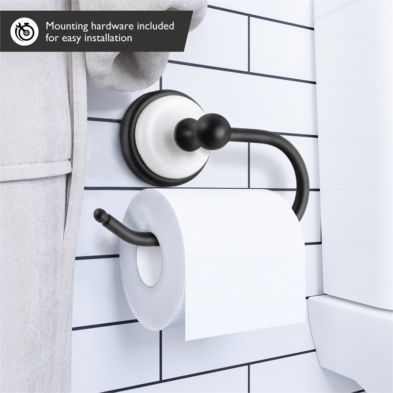 Design House Savannah Stainless Steel Toilet Paper Holder in Matte Black/White