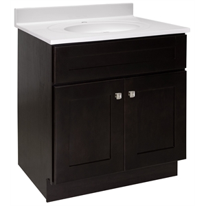 Brookings Vanity in Espresso with White Cultured Marble Top Fully Assembled 31in