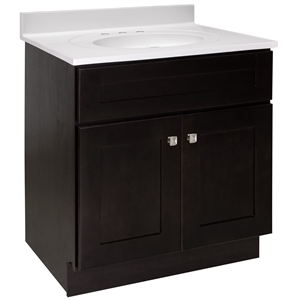 Brookings Vanity in Espresso with White Cultured Marble Top Fully Assembled 31in