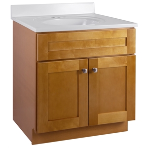 Brookings Vanity in Modern Birch with White Marble Top Fully Assembled 31in