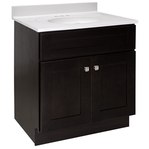 Brookings Vanity in Espresso with White Cultured Marble Top Fully Assembled 31in