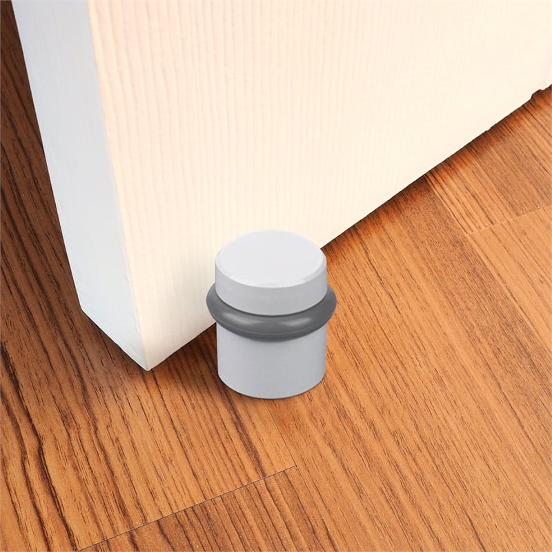 Design House Modern Cylindrical Door Stop in White 2-Pack Brass White